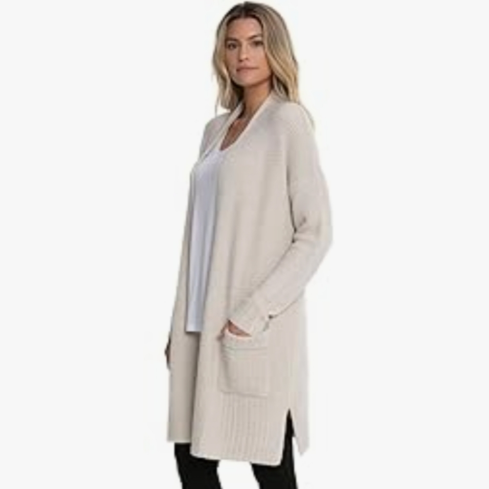 BAREFOOT DREAMS cozychic lite long weekend cardigan in bisque
